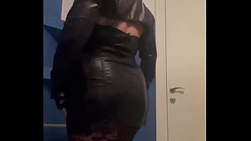 Wearing black vinyl look