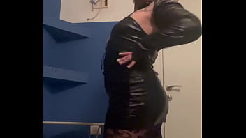 Wearing black vinyl look