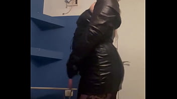 Wearing black vinyl look