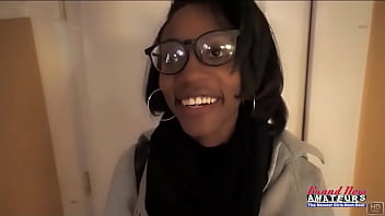 Nerdy brunette cutie sylvia gets her ass and pussy banged and swallows cum