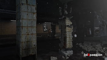 Glitch queen takes cock in all holes inside abandoned subway hardcore fuck & cum