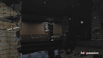 Glitch queen takes cock in all holes inside abandoned subway hardcore fuck & cum