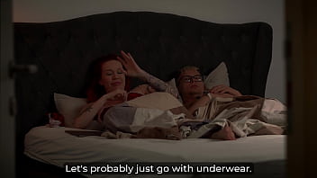 Step mom’s naughty routine turns into hot creampie in shared bed