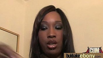 Ebony chick fucked hard in group sex action 6