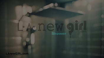 Alluring brunette model took a shower