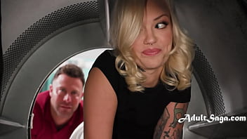 Blonde stuck in a laundromat