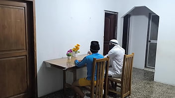 A latino and his arab friend are on a business visit to colombia the extravagant latino fucks the waitress who serves them