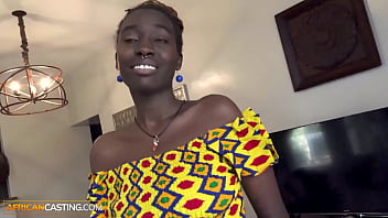 Horny african slut face fucked rough by huge euro dick producer in audition