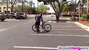Latina teen emily mena learns to ride a bike with a help of a horny neighbor