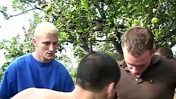 Nasty blonde whore hardcore double anal gangbang