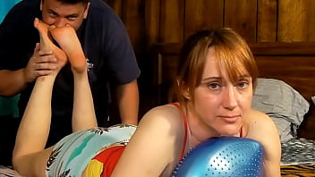 Jewels glass has very pretty feet & face since it had been so long since he had seen her he had to lick both &