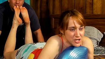 Jewels glass has very pretty feet & face since it had been so long since he had seen her he had to lick both &