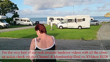 Trashy Milf Slut Pees On The Grass In Front Of Other Campers At The Beach thumbnail