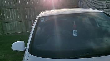 Trashy milf slut pees on the grass in front of other campers at the beach