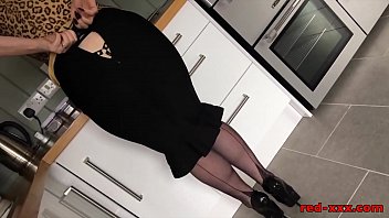 Mature redhead with big natural tits masturbates on the kitchen counter Mature redhead with big natural tits masturbates on the kitchen counter
