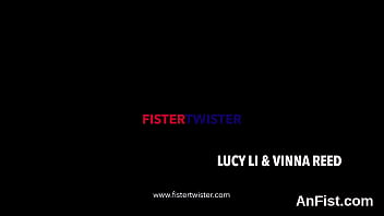 Lesbian nympho gets her shaven snatch and anal fisted