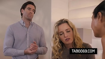 Horny lesbian seduce her bestie and her husband in a threesome