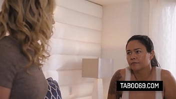 Horny lesbian seduce her bestie and her husband in a threesome