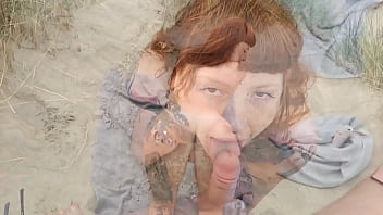 Risky blowjob sex and masturbation on nudist beach