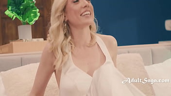 Busty petite blonde and latina lesbian lick fest with moaning and kissing