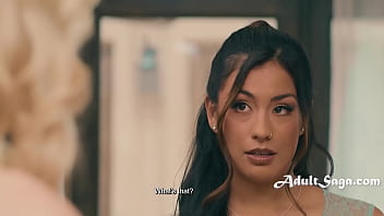 Busty petite blonde and latina lesbian lick fest with moaning and kissing