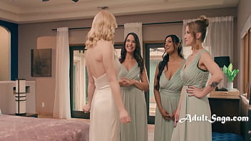 Busty petite blonde and latina lesbian lick fest with moaning and kissing