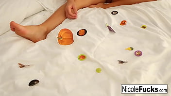 Blonde babe has some fun alone