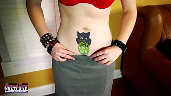 Marci spreads her light skin legs & lets that guy to vibe her cunt