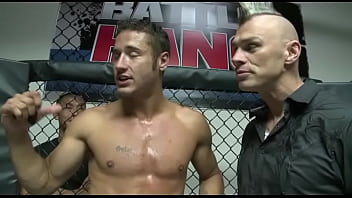 Stacy adams hops on the winners cock in the mma cage and swallows his cum