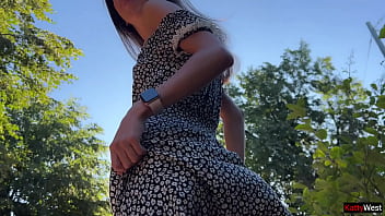 Public solo upskirt flashing ass plug in fishnet pantyhose pee