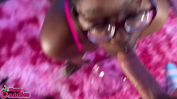 Black & ebony throat fucking day 24 28 ~ pov ebony babe slurping white meat asmr blowjob