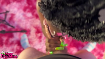 Black & ebony throat fucking day 24 28 ~ pov ebony babe slurping white meat asmr blowjob