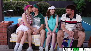 Step parents bang step daughter & step son after pickleball game