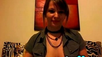 Cute little brunette with no bra bares all on cam camg8