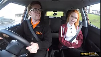 Redhead teen ella gets boned by her driving instructor