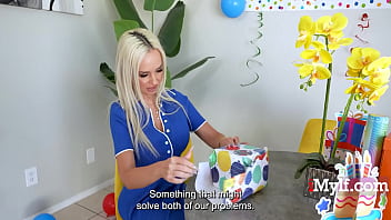 Milf wears nothing but ribbons on step sons bday