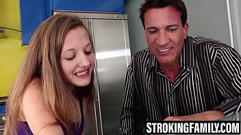 Cum loving teen sucks stepdadâs dick dry