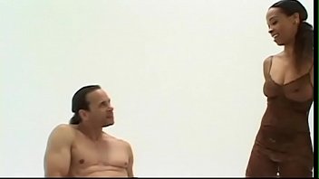 Ebony slut wraps her lips around hung studs long hard shaft