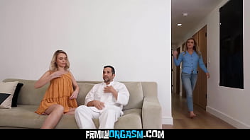 Sinner guy rubs his wife after touching his step daughter