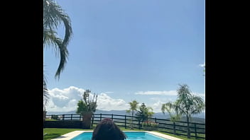 Chubby ebony farting like crazy in the pool