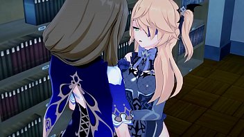 Fischl gets fucked by lisa girl on girl anime sex