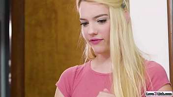 Big tits stepmom finds out her small tits stepdaughter is into older women and the babe kisses licks her shaved pussy and the milf rims her