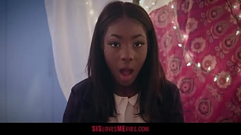 Horny black girl has gonzo sex with her stepbrother after revealing he's a superhero