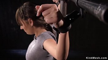 Master torments huge tits brunette brat in metal device bondage Master torments huge tits brunette brat in metal device bondage