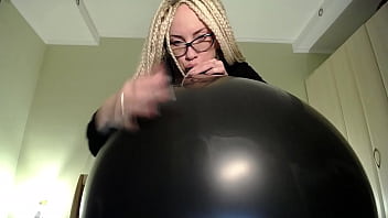 Blow big balloon and pop with long nails Blow big balloon and pop with long nails