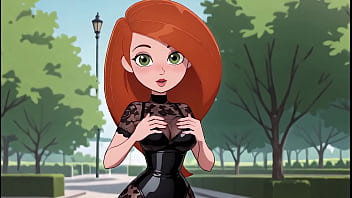 Redhead cartoon girl sexy black lingerie try on haul ai