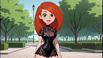 Redhead cartoon girl sexy black lingerie try on haul ai