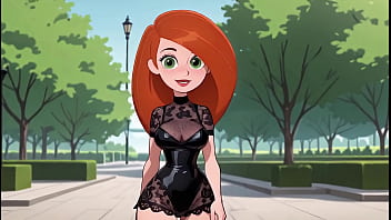 Redhead cartoon girl sexy black lingerie try on haul ai