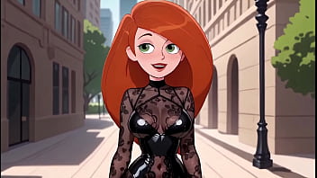 Redhead cartoon girl sexy black lingerie try on haul ai