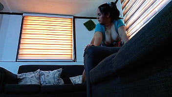 I caught my stepmom cleaning the couch and fucked her hard i love her ass and tits